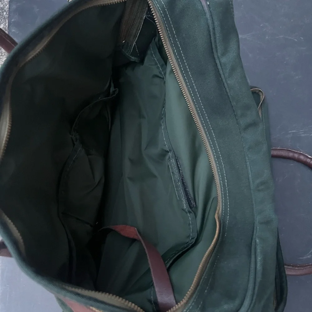 Orvis Men's Green and Brown Leather-Trim Canvas Travel Bag